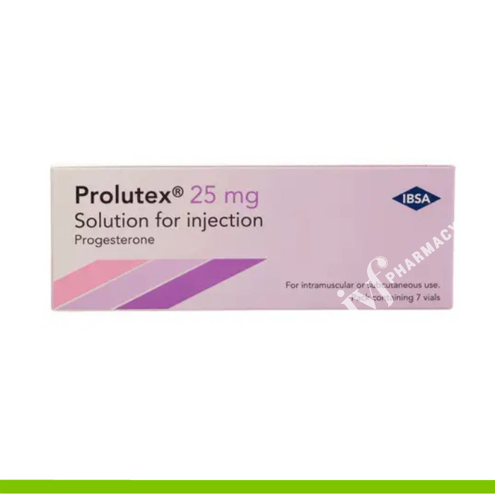 Box of Prolutex - Aqueous containing 7 vials of Aqueous Progesterone for injection